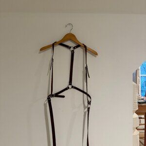 Brown Punk Faux Women's Leather Harness
